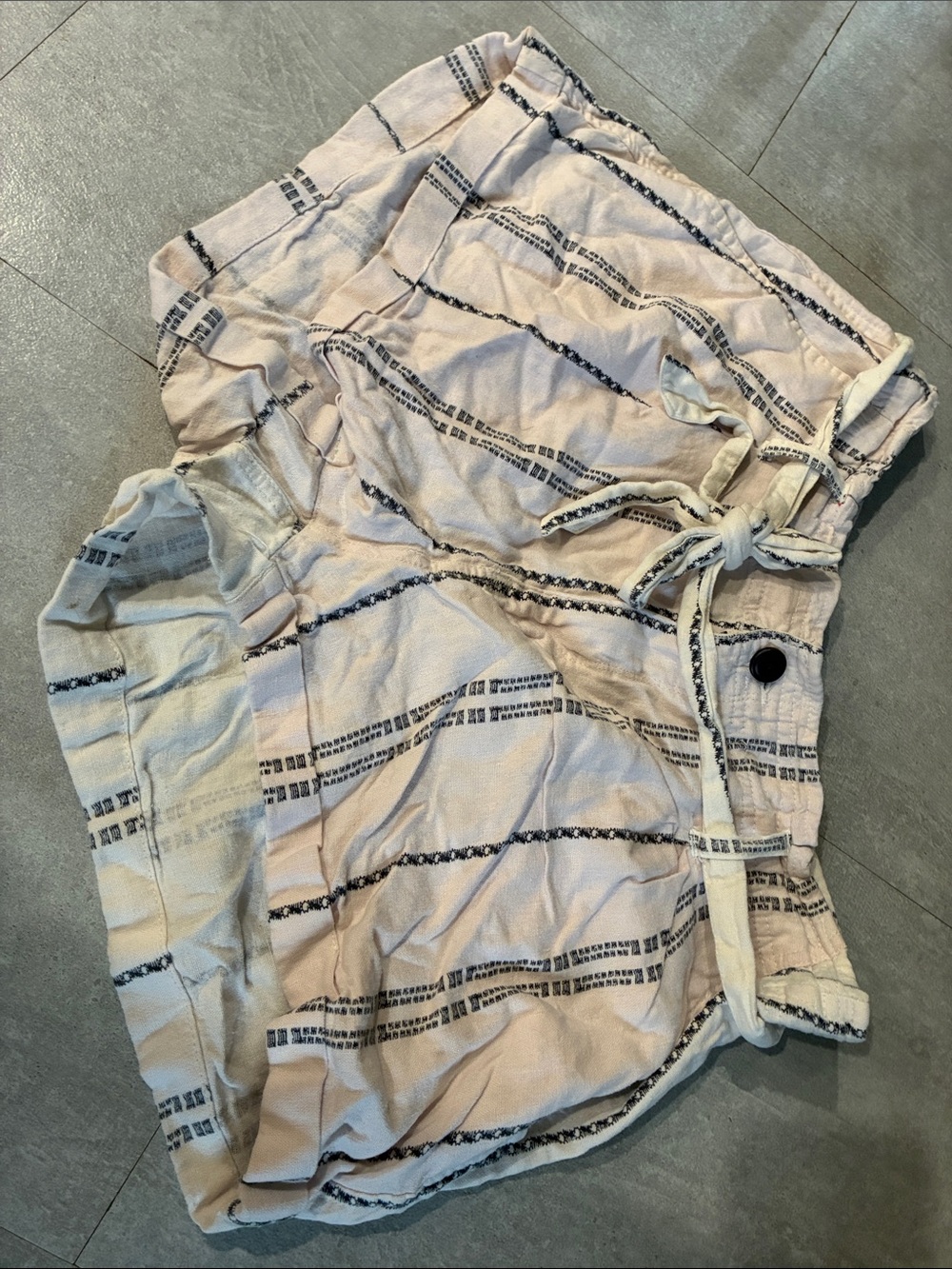 Rewash Cream & Black Striped Women's Shorts